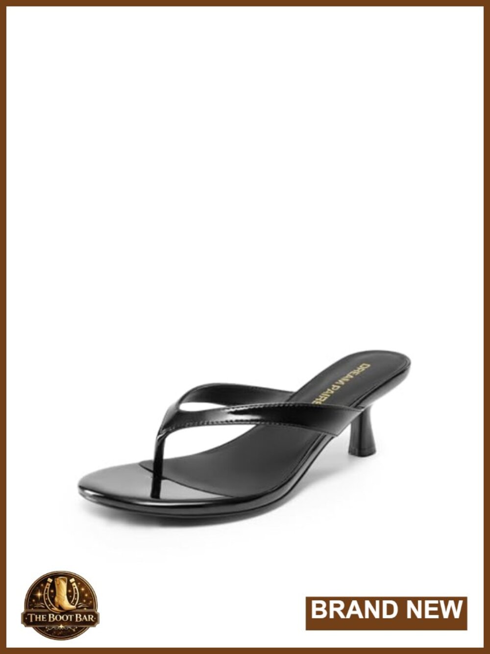 Women's Kitten Heel Thong Sandals Faux Leather Slip On Heels